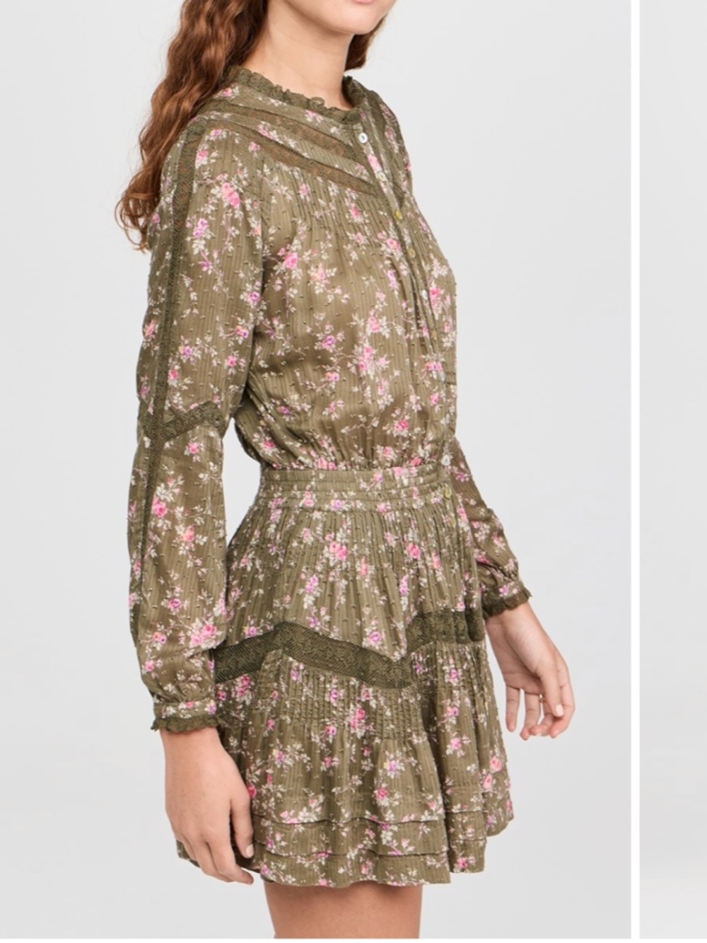 LoveShackFancy Calia Green Floral Lace Mini Dress XS